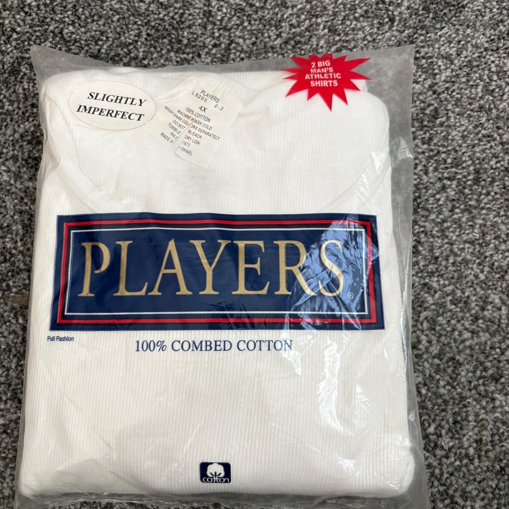 Players 2 Pack Mens‎ White 4X Athletic Shirts Ribbed Cotton Tank Tops L5205 2-2